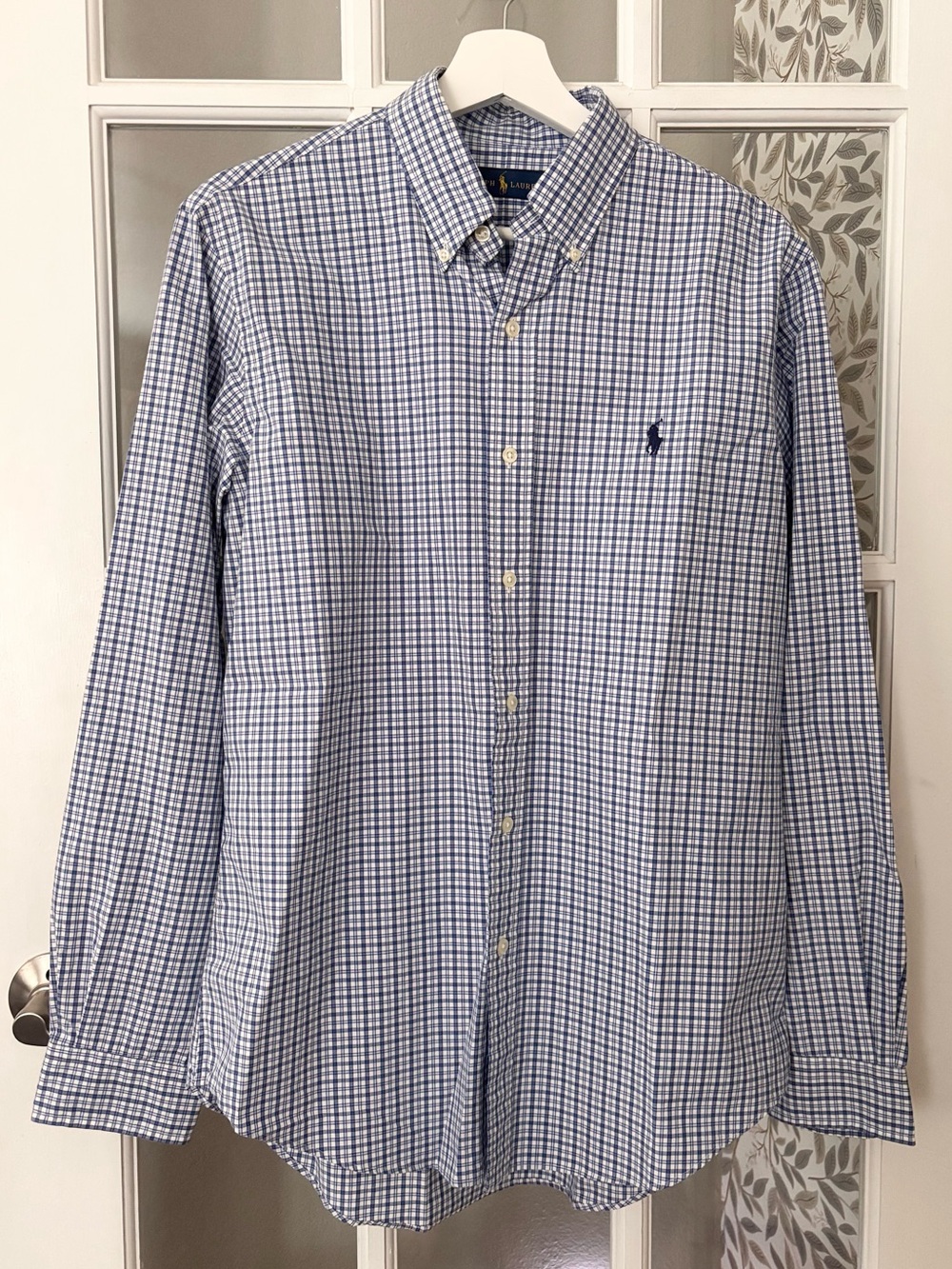 RALPH LAUREN Blue Plaid Button-Down Shirt Sz M